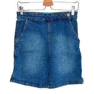 Hell Bunny Womens High Waisted Retro Pinup Denim Shorts Size Medium